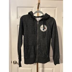 Steelers Black Sparkle Full Zip Hoodie, Size Small